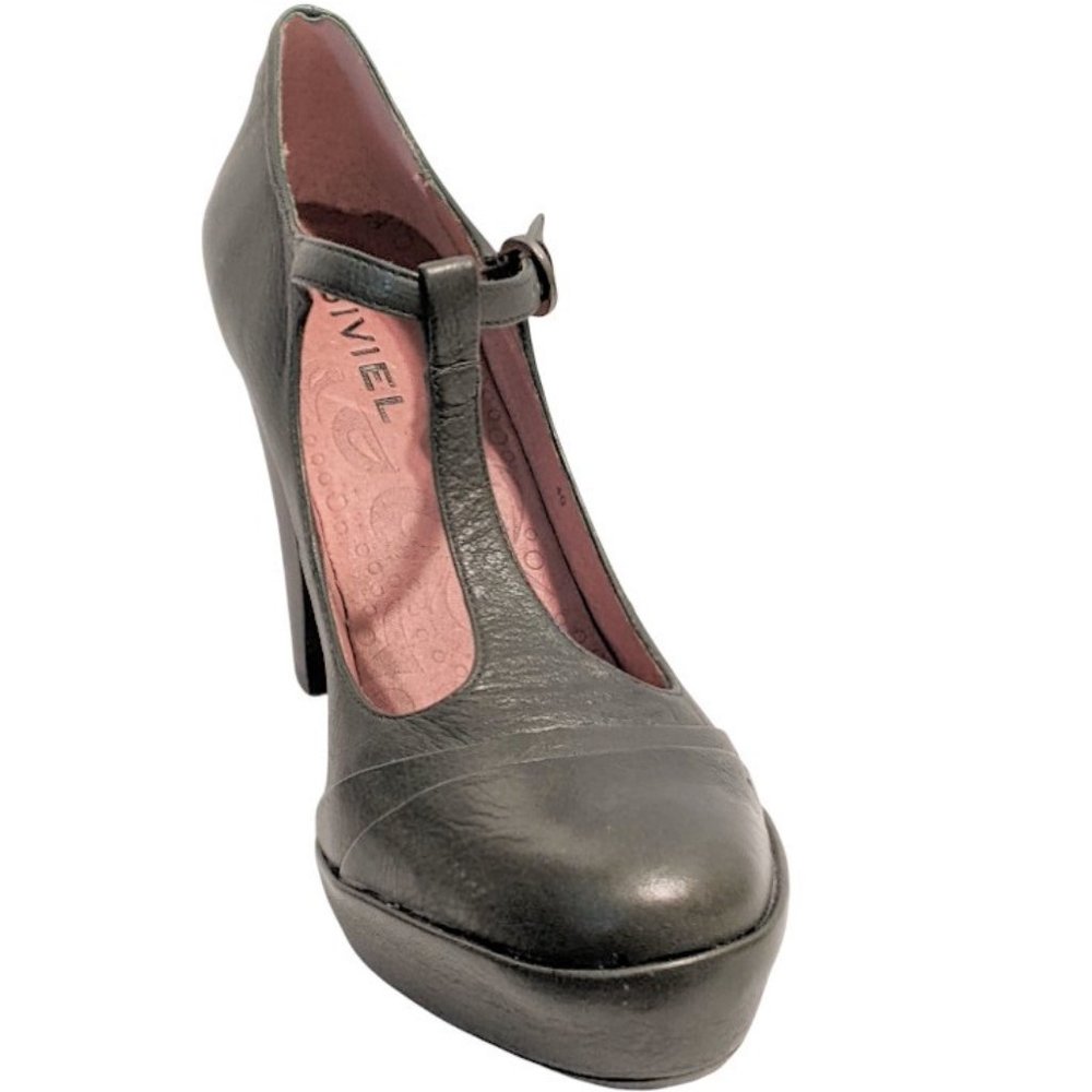 Biviel Women's Green Leather Mary Jane High Heel  Platform Pumps Size 40/9.5